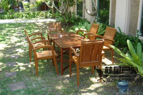 金丝柚室外家具，别墅用全实木户外餐桌椅1004