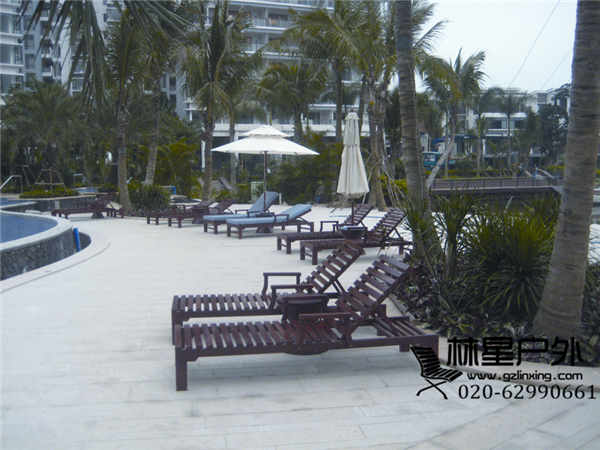 缅甸柚木沙滩椅，酒店户外泳池休闲躺椅2048