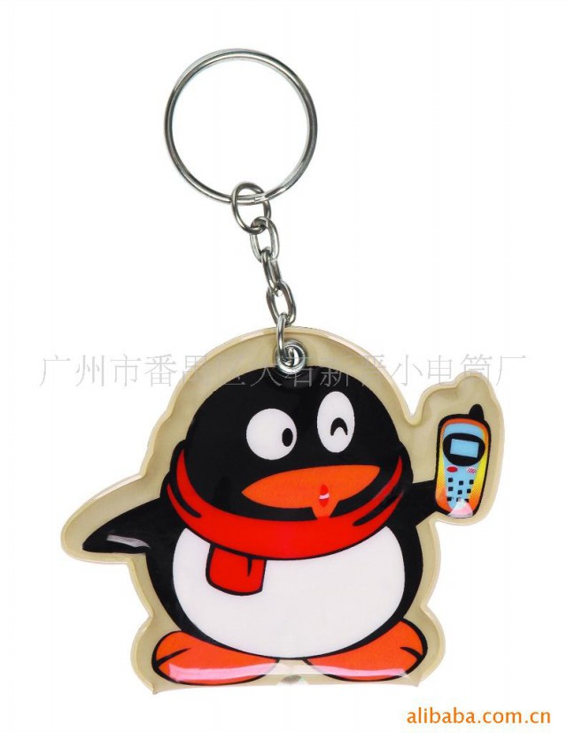 厂家直销 QQ企鹅钥匙扣 带灯钥匙扣 PVC钥匙扣
