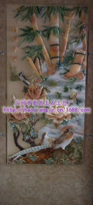tr玉石壁画YT325/竹报平安