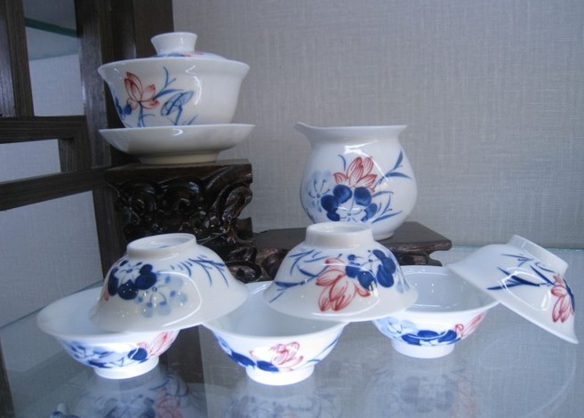 青花玲珑茶具批发价格，景德镇陶瓷茶具，陶瓷礼品茶具，批发茶具
