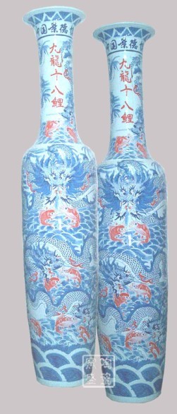 景德镇窑盛才厂家出售与定制陶瓷大花瓶，手绘青花大花瓶
