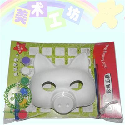 小猪环保纸浆面具套装 纸浆面具 白色圣诞新年教材 套装面具批发