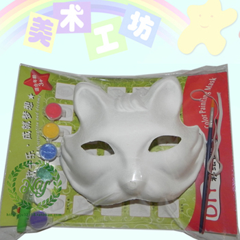 环保纸浆面具套装 白色套装面具-狐狸