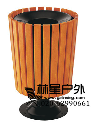 厂家供应防腐木垃圾桶，户外单桶环卫分类果皮箱5002