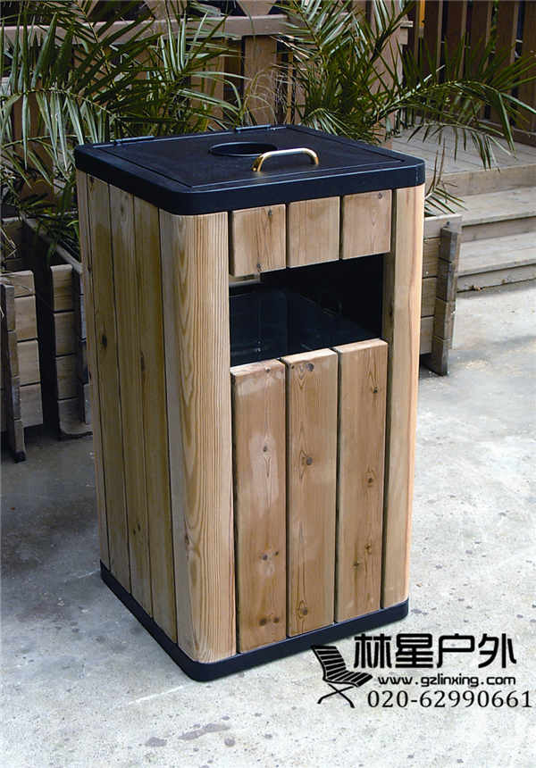 山樟木垃圾桶，户外单桶环卫分类果皮箱5045