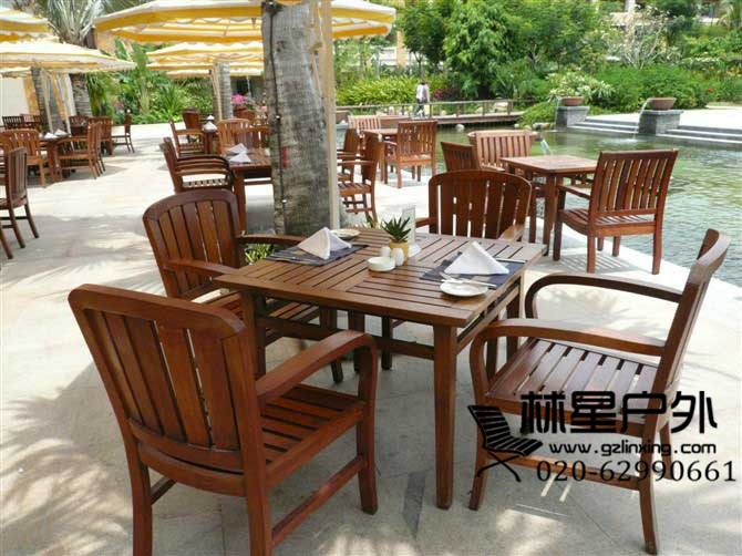 gd地产会所待客广场家具，别墅用全实木户外餐桌椅1032