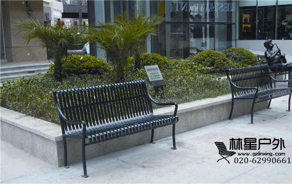 公园靠背长椅，户外园林工程配套铸铁扶手椅4048