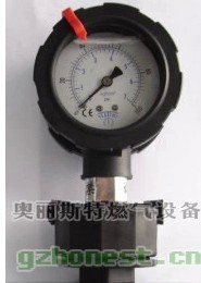 PP隔膜压力表,PP表,0-1kg/cm2,单面充油式,60mm,立式,內牙20mm