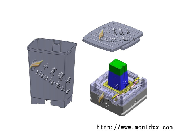 240L垃圾桶塑胶模具， 塑料环卫桶模具 ，工业垃圾桶塑胶模具， 塑料模具