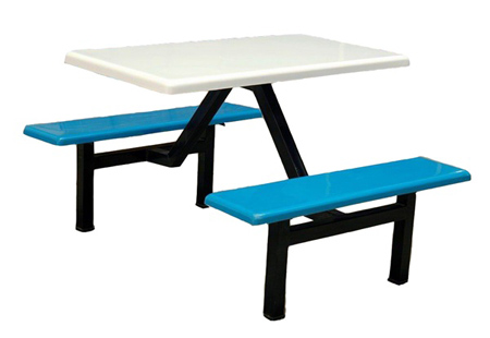 越秀食堂桌椅，条形凳桌椅，四人连体桌椅