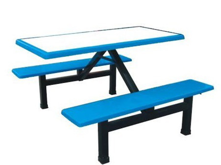 黄埔食堂桌椅，工人餐桌椅，混色条形桌凳