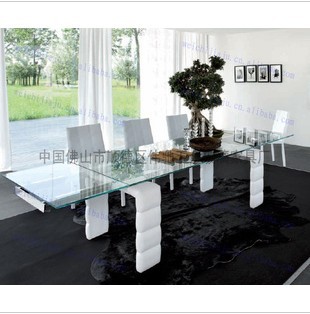 供应时尚简约欧美风格玻璃餐台/伸缩餐桌/多功能餐桌/玻璃餐桌