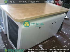 苹果木纹体验桌 中国移动靠墙柜 联想电脑台 品牌手机展示桌