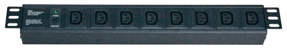 克莱沃PDU机柜专用电源19" IEC320 C13 8位 过载保护器与电源指示灯 黑色