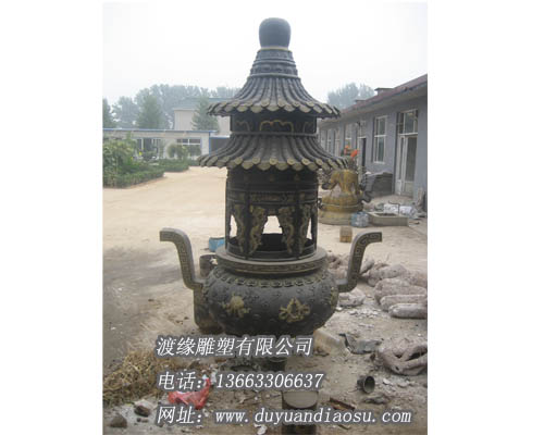 铜圆香炉价格，渡緣雕塑供应各种香炉