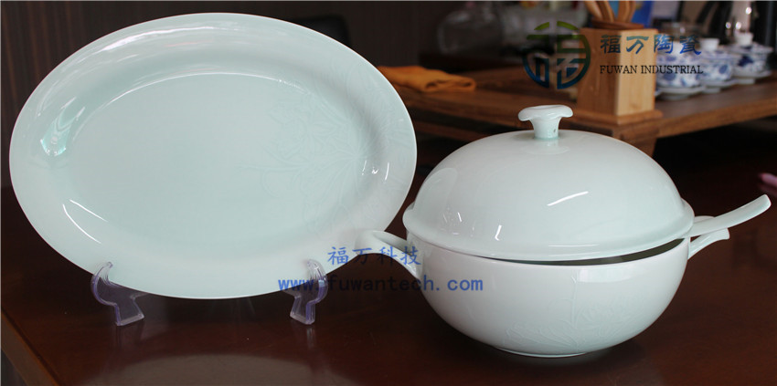  福{wn}量瓷/活化瓷餐具套装 盘碗勺不用洗洁精 