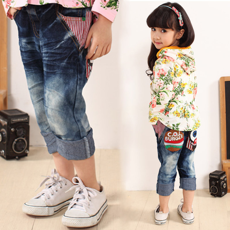 外贸出口原单韩版童装批发厂家直批 儿童牛仔裤 汉堡牛仔 童裤