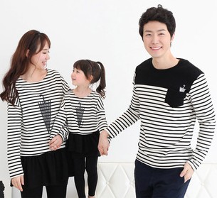 2014韩国品牌亲子装秋冬款全家装 长袖韩版T恤家庭装