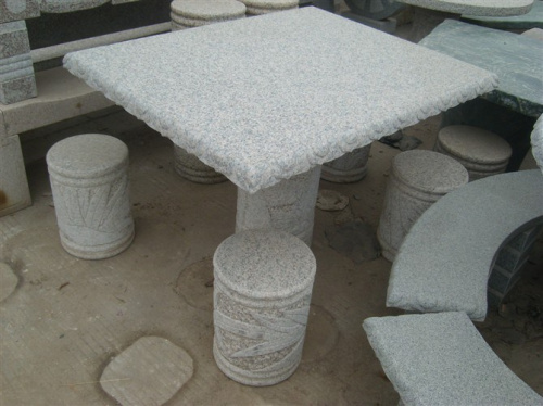 石雕青石石桌石凳 长方形石凳 石椅石桌一套大理石制品