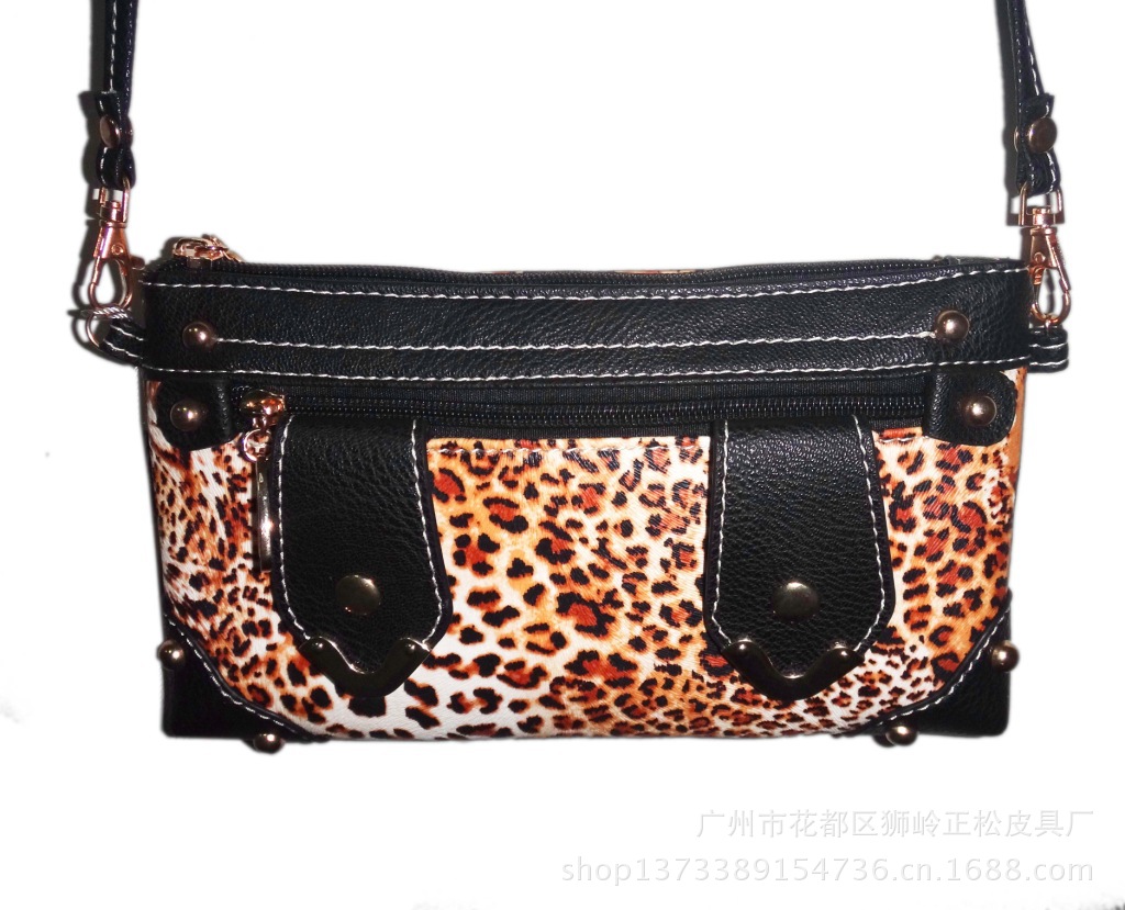厂家直销2014新款豹纹拉链手机袋女士中小包包品牌批发斜挎包PU潮