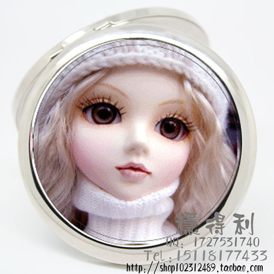 厂家直销 畅销日韩/俄罗斯双面 贝壳纹化妆镜 3D芭比娃娃镜子批发