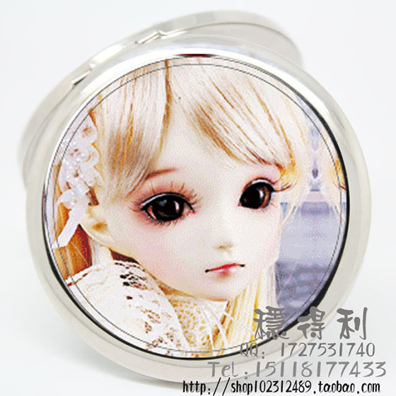 厂家直销 畅销日韩/俄罗斯双面 贝壳纹化妆镜 3D芭比娃娃镜子批发