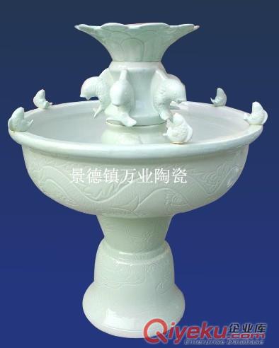 家具摆件 陶瓷喷泉 空气加湿器 陶瓷鱼缸 手绘陶瓷大缸