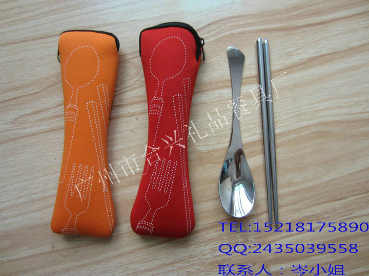 不锈钢鱼尾勺筷布包两件套 个性礼品餐具 促销礼品{sx}产品