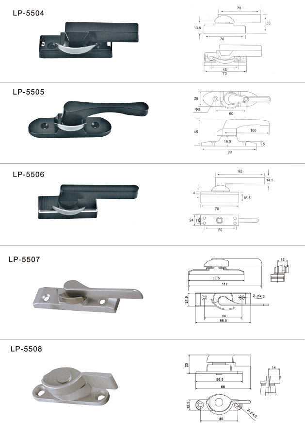 门把手、勾锁、月牙锁