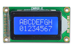 8x2 字符型液晶模块,可支持串口和并口通讯,STN 黄绿膜,COB style 