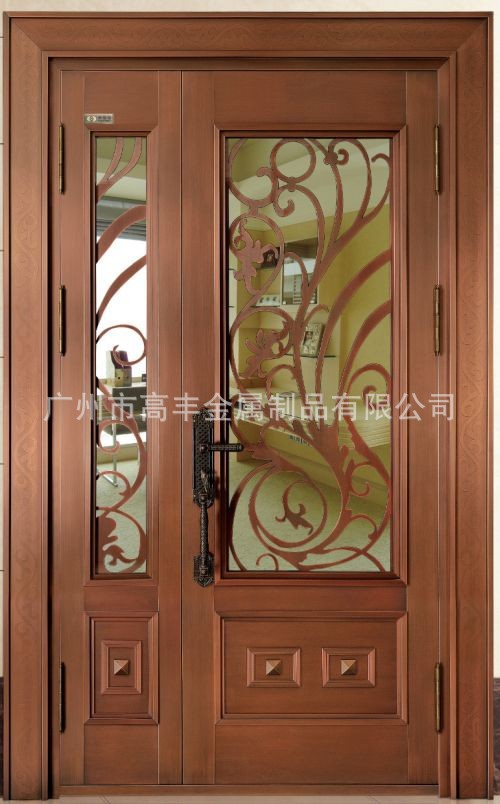 广州纯铜门制造厂  广东玻璃铜门 子母铜门产品