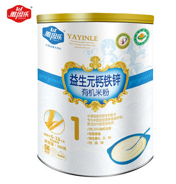 雅因乐辅食 益生元钙铁锌有机营养米粉米糊1段500g