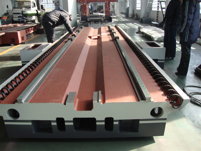 T型槽平台深圳客户定做完工机床铸件、床身铸造、立车底座铸件
